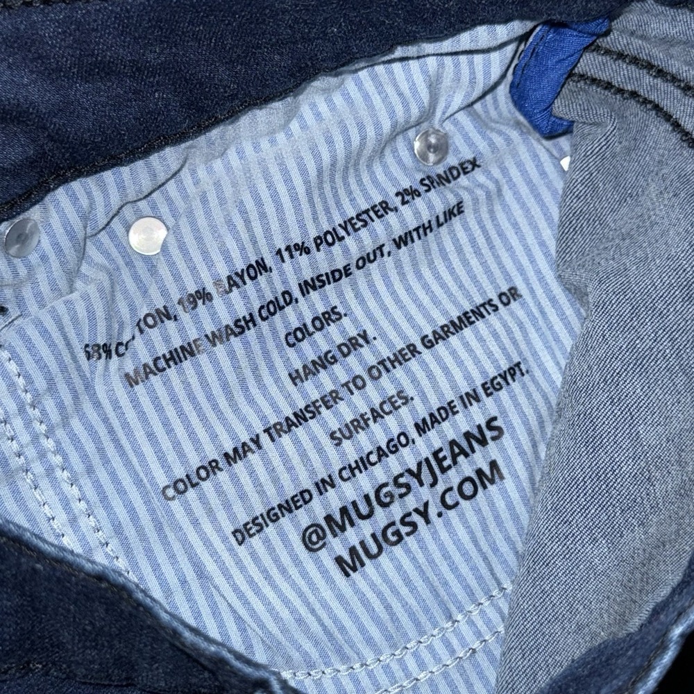 Mugsy Studio Blues Dark Blue Jeans Men's 34x34 Stretch Slim Straight Comfort - Picture 5 of 5